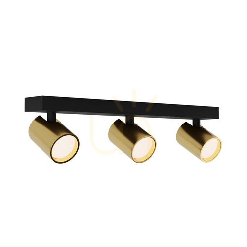 Check Ceiling Movable Spot 3xgu10 Black Matt - Brushed Brass ZAMBELIS