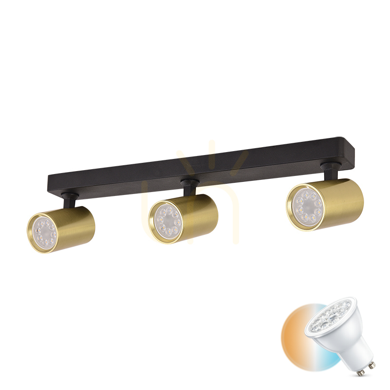 Ceiling Movable Spot 3xgu10 Black Matt - Brushed Brass ZAMBELIS