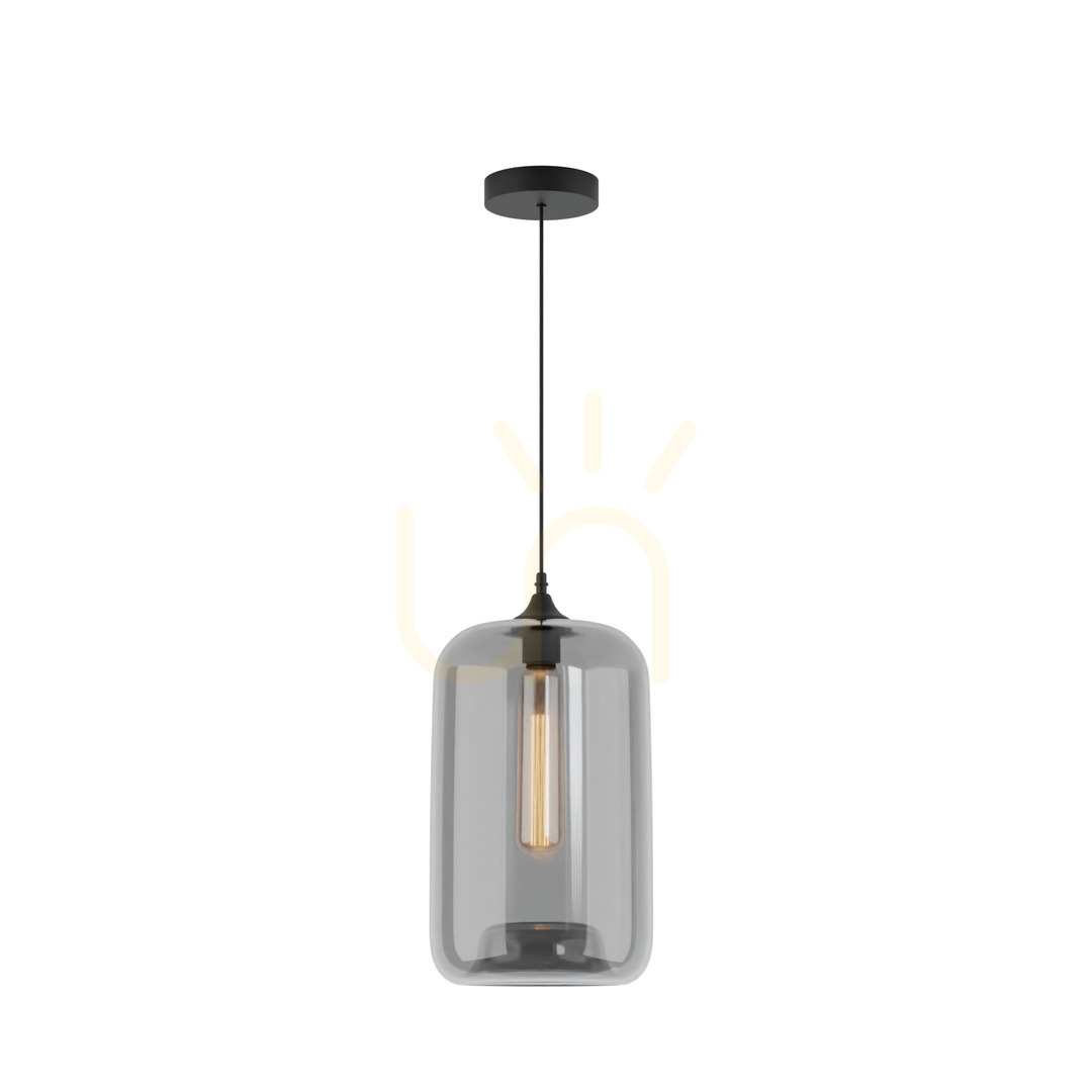 View Glass Pendant Light Grey Zambelis 19 cm E27 Glass Pendant Light Grey Zambelis 19 cm E27
