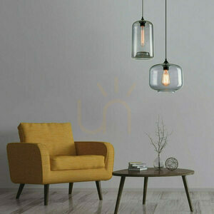 Glass Pendant Light Grey Zambelis 19 cm E27 0 Glass Pendant Light Grey Zambelis 19 cm E27 small 0