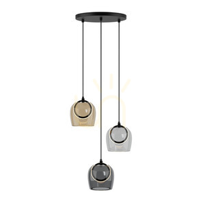 Zambelis LED Pendant Light Black Matt Smoked Clear Glass 18W 3000K 44cm 1 Zambelis LED Pendant Light Black Matt Smoked Clear Glass 18W 3000K 44cm small 1
