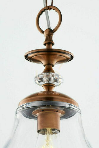 Check Jupiter ISLA 1781 pendant light, copper finish, glass shade, 1×E27