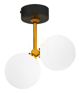 Jupiter LUNA 1919 gold wall light with two glass globes 2x G9 small 2