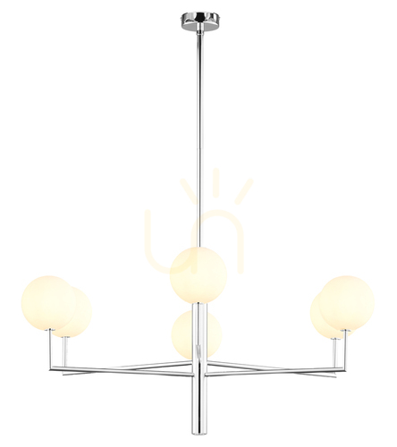 Check Jupiter FEME 1935 nickel chandelier, 6×G9, 104 cm