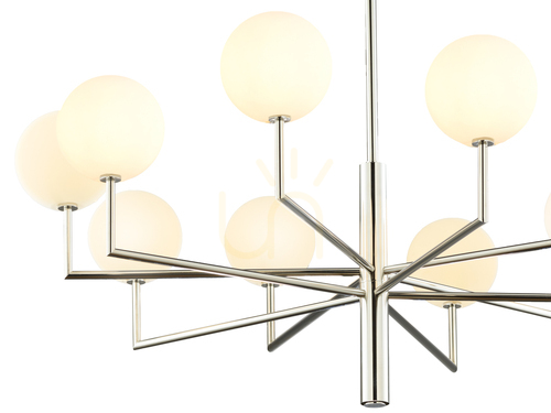 Check Jupiter FEME 1936 chandelier, nickel, 10×G9, 100 cm