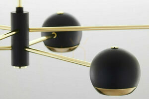 Jupiter MOKA 1967 chandelier, gold and black, clear glass, 3xG9 3xGU10 small 14