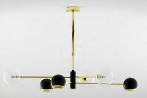 Jupiter MOKA 1967 chandelier, gold and black, clear glass, 3xG9 3xGU10 small 2