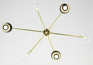 Jupiter MOKA 1967 chandelier, gold and black, clear glass, 3xG9 3xGU10 small 3