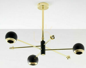 Jupiter MOKA 1967 chandelier, gold and black, clear glass, 3xG9 3xGU10 small 5