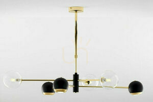 Jupiter MOKA 1967 chandelier, gold and black, clear glass, 3xG9 3xGU10 small 0