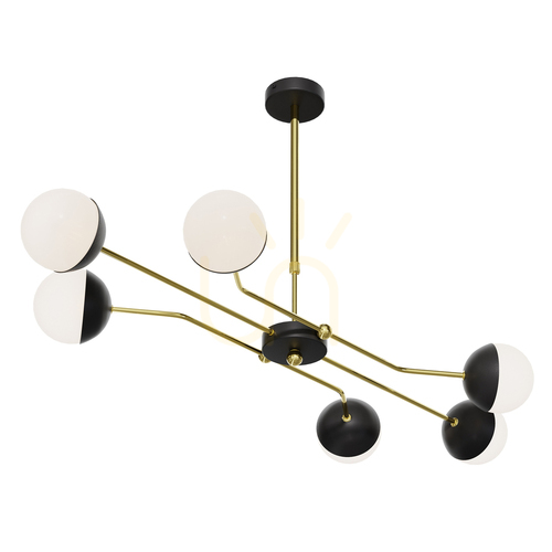 Check Jupiter TRENTO 1981 gold and black chandelier, 6×G9, 128 cm