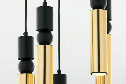 Check Jupiter ALAS 2017 five-light pendant, gold and black, 5 × GU10