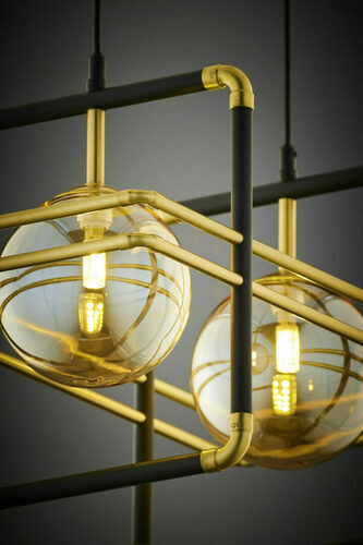 Check JUPITER FIORI 2026 pendant light, gold and black, 2 × G9