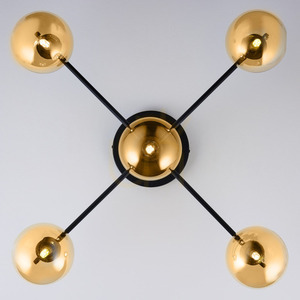 Jupiter 2032 FIGARO Ceiling Light, 5 × G9, Amber Glass, Black and Gold, 82 cm small 5