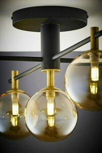 Jupiter 2032 FIGARO Ceiling Light, 5 × G9, Amber Glass, Black and Gold, 82 cm small 6