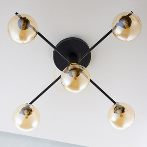 Jupiter 2032 FIGARO Ceiling Light, 5 × G9, Amber Glass, Black and Gold, 82 cm small 7