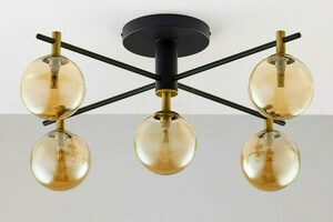 Jupiter 2032 FIGARO Ceiling Light, 5 × G9, Amber Glass, Black and Gold, 82 cm small 8