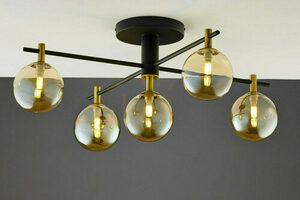 Jupiter 2032 FIGARO Ceiling Light, 5 × G9, Amber Glass, Black and Gold, 82 cm small 9