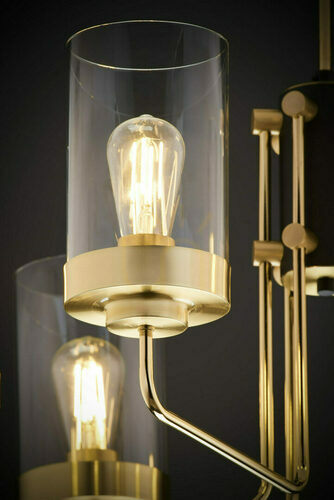 Check Jupiter RAMIREZ 2089 chandelier, 6 × E27, gold and black, glass shades