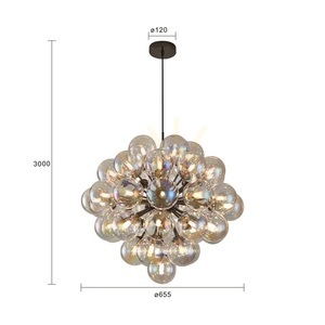 Aviano PORTOFINO 5079-4405 chandelier, 44 x G9, 44 smoked glass globes, 3000 K, dimmable, black chrome, ø65.5 cm small 4