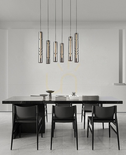 Check Aviano CILINDRO 6223-0610 pendant light, 6 shades, LED 54 W 3000 K, black