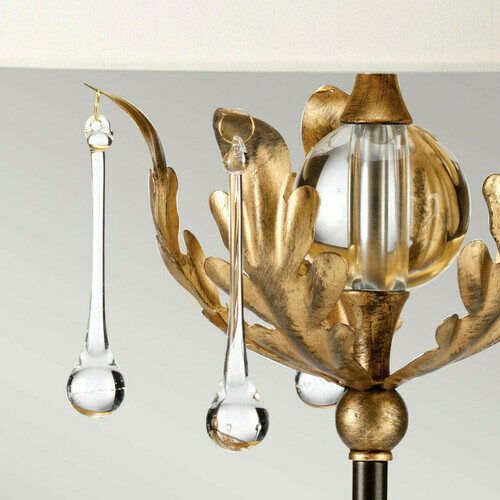Check Amarilli table lamp - 1 light source - Bronze with Gold Patina, ivory shade Elstead
