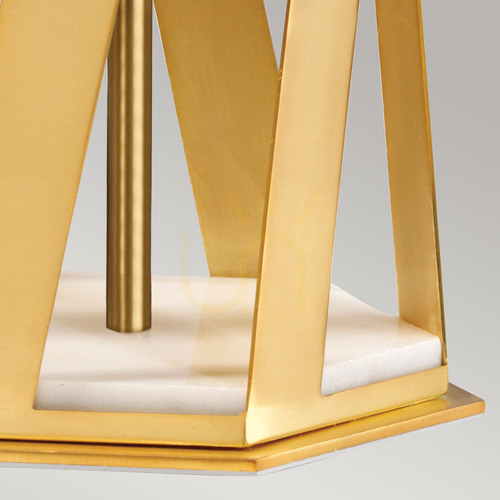 Check Apollo table lamp – white shade, brushed brass and marble – Elstead