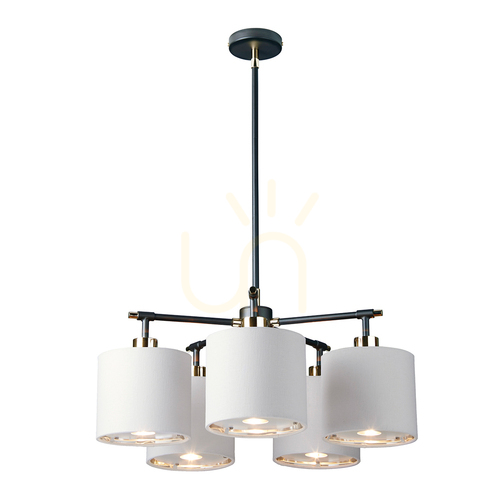 Check Balance chandelier - 5 light sources - Black / Polished Nickel Elstead