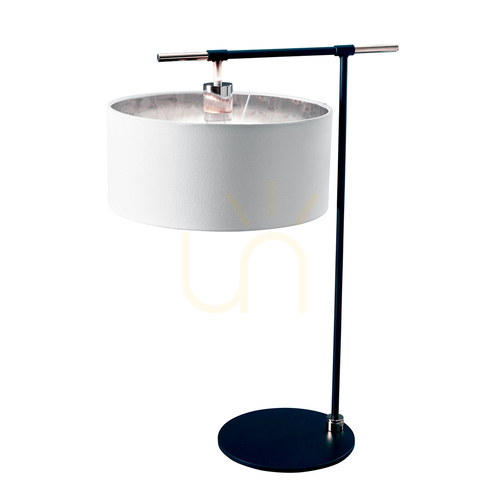 Check Elstead Balance E27 table lamp, black and polished nickel, white shade BALANCE-TL-BKPN