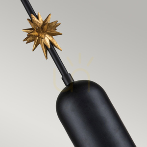 Etoile Medium Pendant - 1 Light - Matte Black and Gold Leaf Elstead small 3