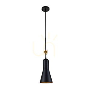 Etoile Medium Pendant - 1 Light - Matte Black and Gold Leaf Elstead small 6