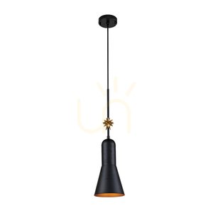 Etoile Medium Pendant - 1 Light - Matte Black and Gold Leaf Elstead small 0