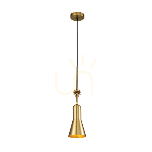 Check Etoile small pendant lamp - 1 light source - Aged brass / Gold flakes Elstead