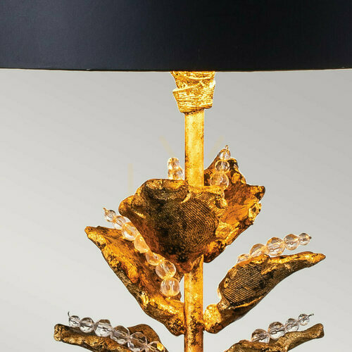 Check Camilia table lamp - antique gold and black, black shade Elstead