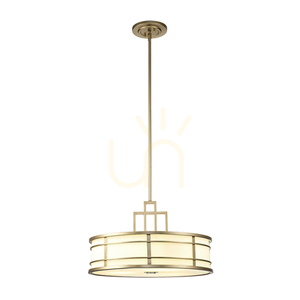 Fusion large pendant lamp - 3 light sources - Painted natural brass Elstead small 0