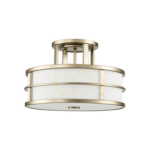 Fusion 3-light semi-flush ceiling light E27 – painted natural brass, opal glass – Feiss / Elstead small 1