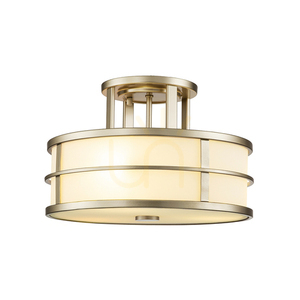 Fusion 3-light semi-flush ceiling light E27 – painted natural brass, opal glass – Feiss / Elstead small 0