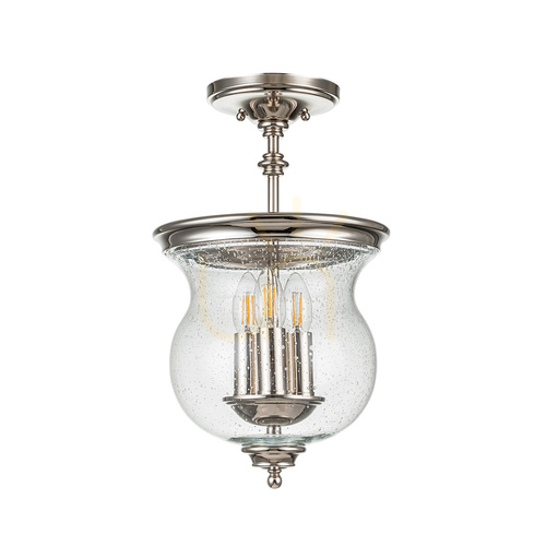 Check Pickering Lane semi-flame - 3 light sources - Polished Nickel Elstead