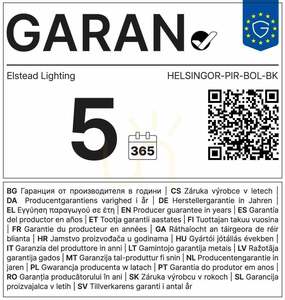 Helsingor 1 Light Bollard Lantern with PIR Sensor - Black Elstead small 5
