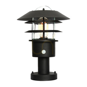 Helsingor PIR sensor pedestal lantern - 1 light source - Black Elstead small 0