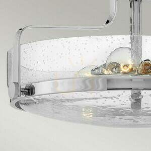 Elstead Harper 3-Light Semi-Flush Ceiling Light, Polished Chrome, Clear Seeded Glass, 46 cm small 1