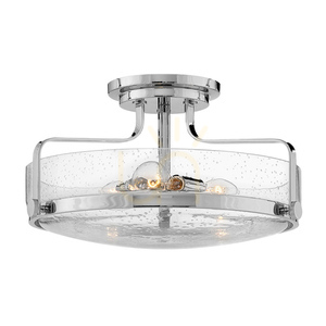Elstead Harper 3-Light Semi-Flush Ceiling Light, Polished Chrome, Clear Seeded Glass, 46 cm small 0