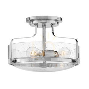 Elstead HARPER Semi-Flush Ceiling Light, 3 × E27, Polished Chrome, Seeded Glass, Ø36.6 cm small 0