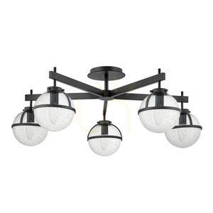 Hollis Semi-Flush Ceiling Light - 5 Lights - Black Elstead small 0