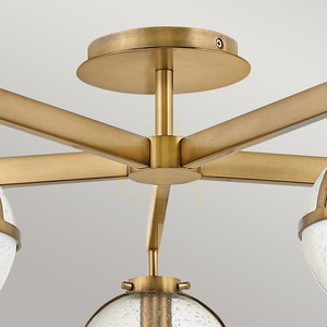 Hollis 5-light semi-flush ceiling light E14 – Heritage Brass, clear seeded glass – Hinkley / Elstead small 2