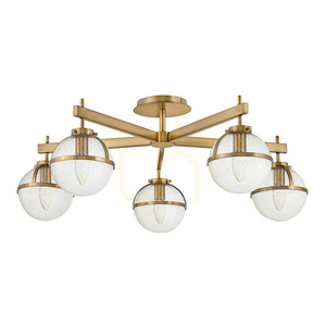Hollis 5-light semi-flush ceiling light E14 – Heritage Brass, clear seeded glass – Hinkley / Elstead small 0