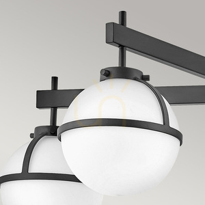 Hollis Semi-Flush Ceiling Light - 5 Lights - Black, Opal Glass Elstead small 1