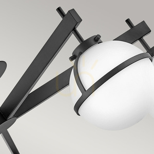 Hollis Semi-Flush Ceiling Light - 5 Lights - Black, Opal Glass Elstead small 3