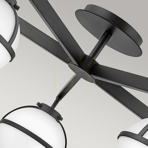 Hollis Semi-Flush Ceiling Light - 5 Lights - Black, Opal Glass Elstead small 4