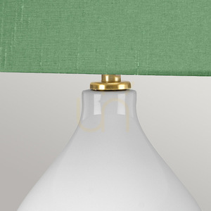 Isla Table Lamp with Okra Green Shade - 1 Light - White / Aged Brass Elstead small 2